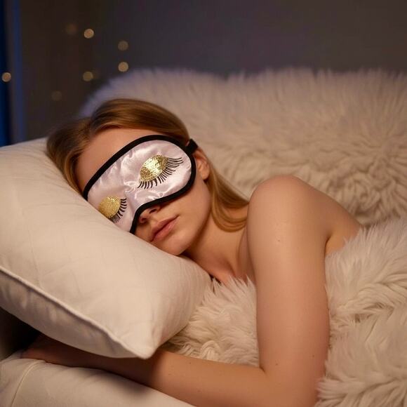 Pink Satin Sleep Mask | Sequined Eyes | Spa-Quality | NWOT | Giftable - Picture 1 of 8